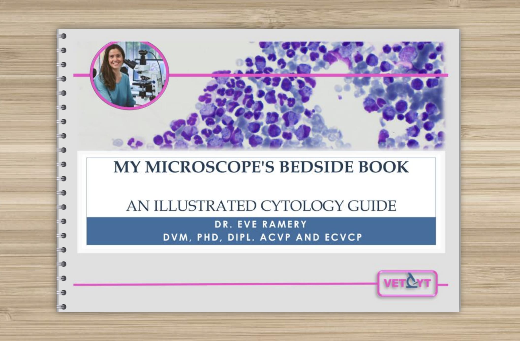 Cover of My microscope's bedside book, an illustrated cytology guide by Dr Eve Ramery